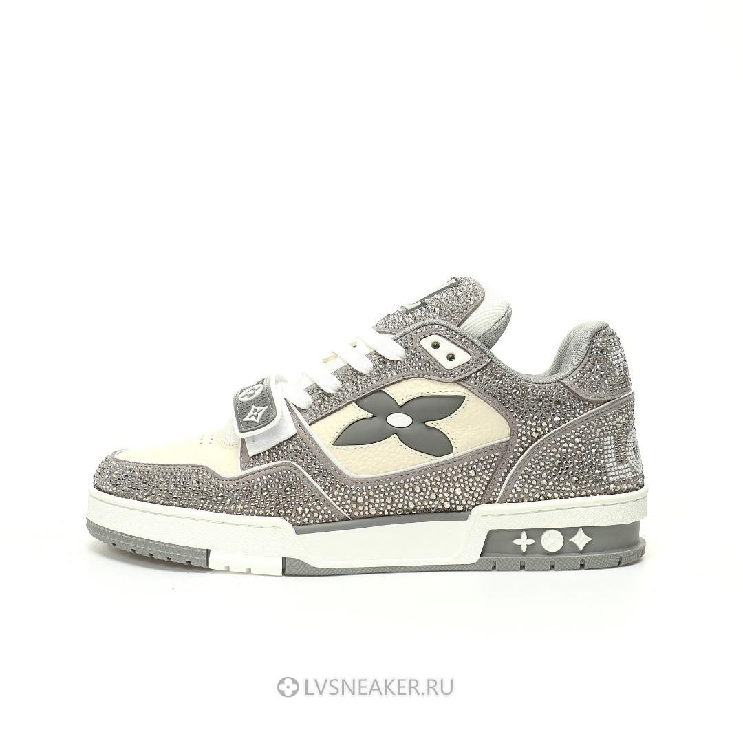 Louis Vuitton LV Trainers "Grey Cream Crystals" 1ACW3K-3 Sneakers