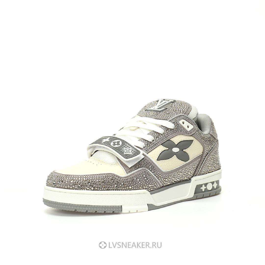 Louis Vuitton LV Trainers "Grey Cream Crystals" 1ACW3K-3 Sneakers