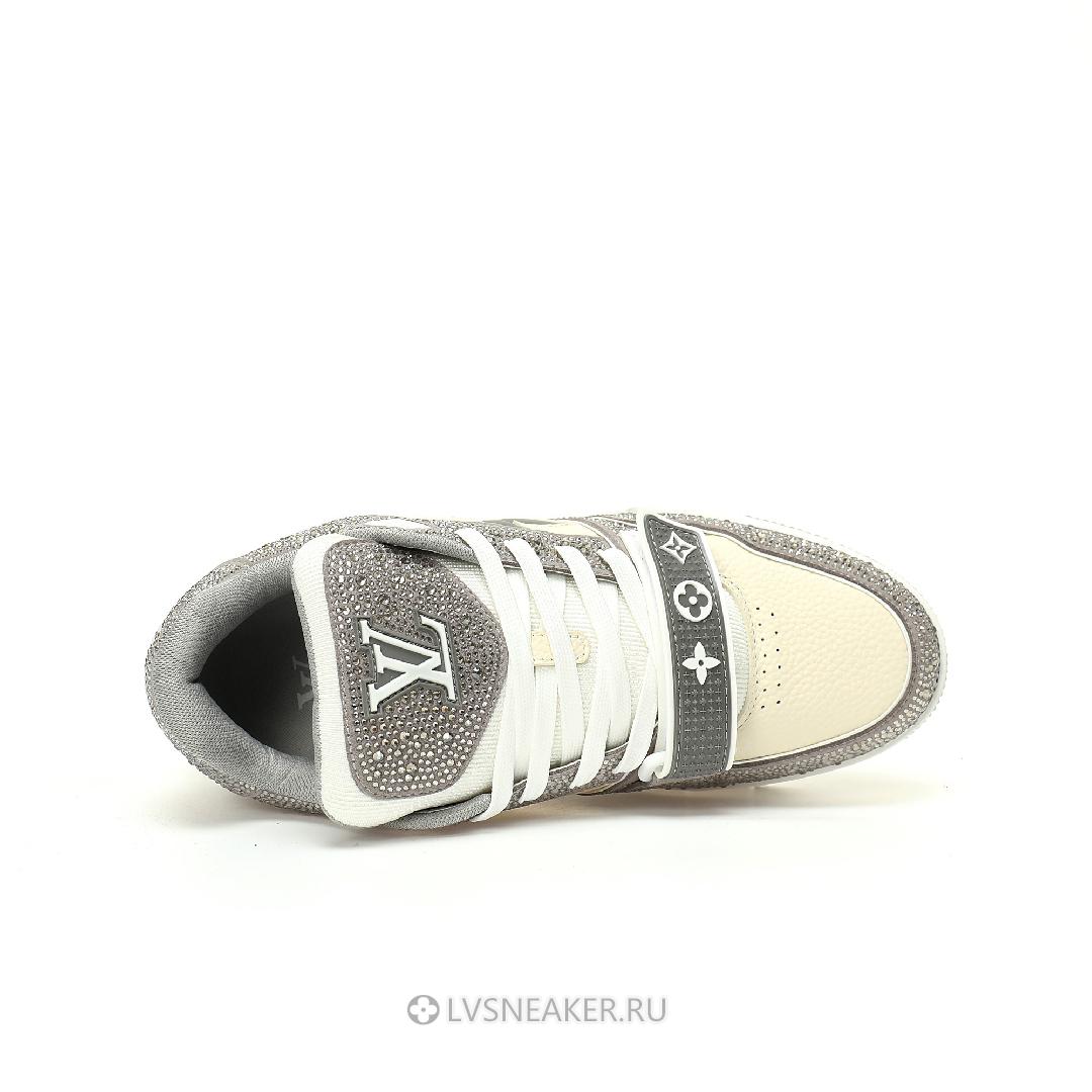 Louis Vuitton LV Trainers "Grey Cream Crystals" 1ACW3K-3 Sneakers
