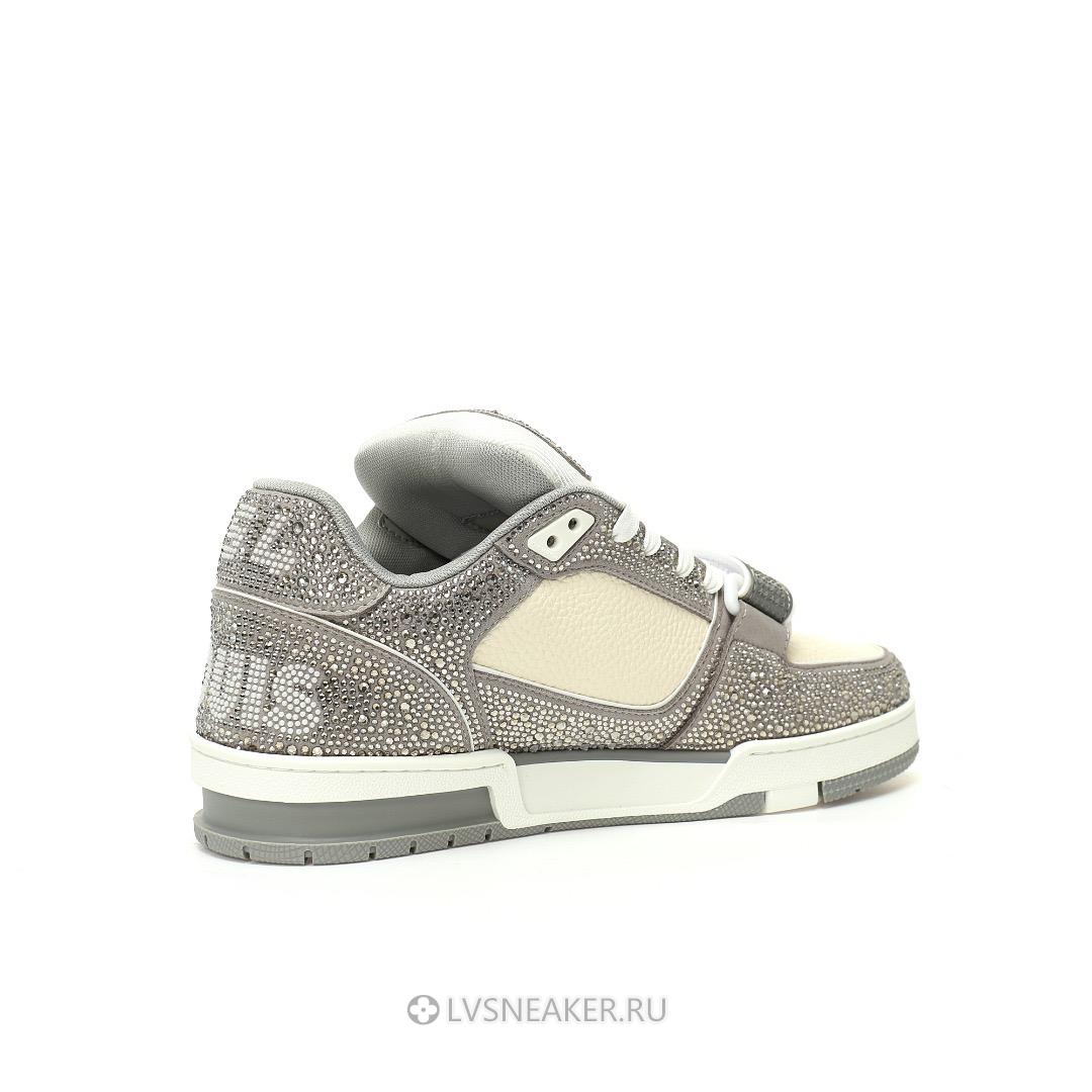 Louis Vuitton LV Trainers "Grey Cream Crystals" 1ACW3K-3 Sneakers