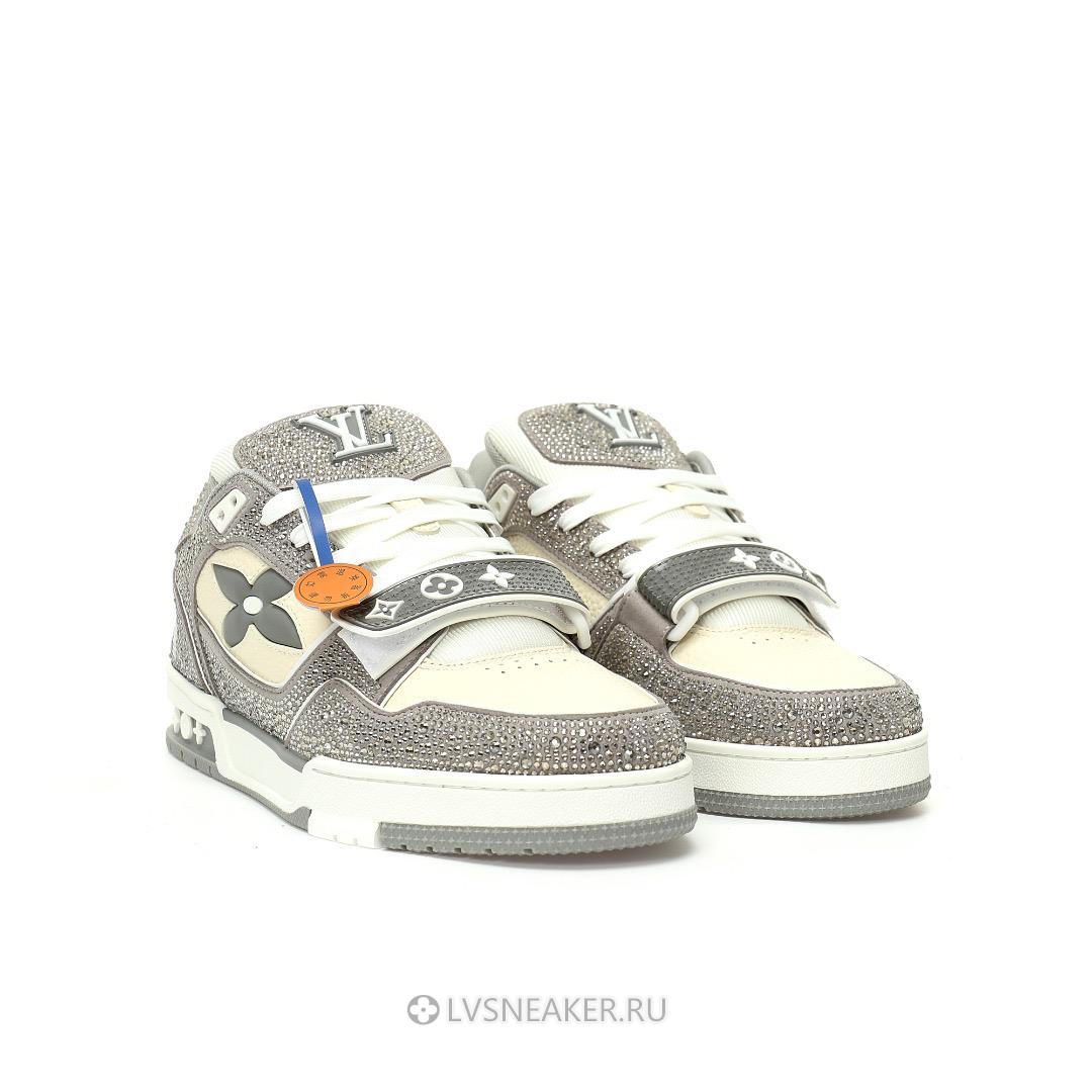 Louis Vuitton LV Trainers "Grey Cream Crystals" 1ACW3K-3 Sneakers