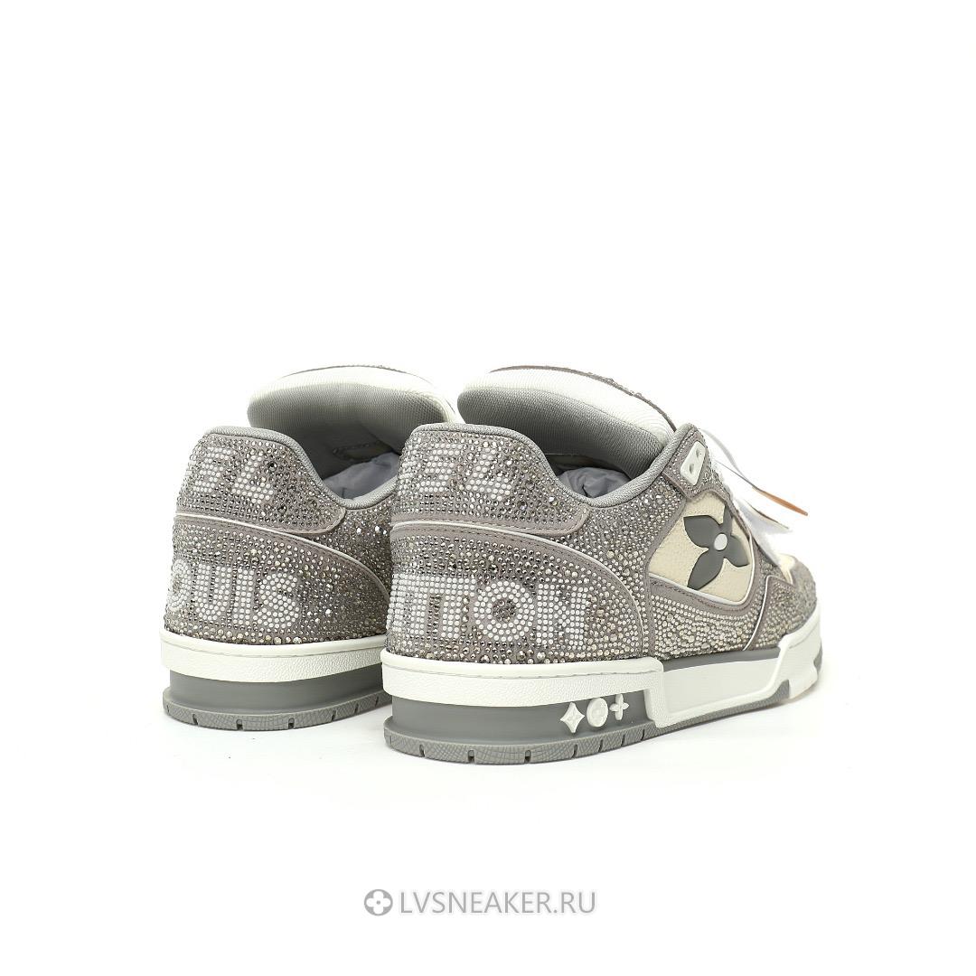 Louis Vuitton LV Trainers "Grey Cream Crystals" 1ACW3K-3 Sneakers