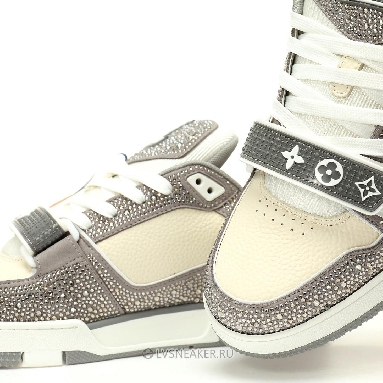 Louis Vuitton LV Trainers "Grey Cream Crystals" 1ACW3K-3 Sneakers