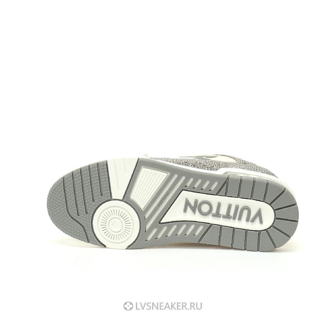 Louis Vuitton LV Trainers "Grey Cream Crystals" 1ACW3K-3 Sneakers