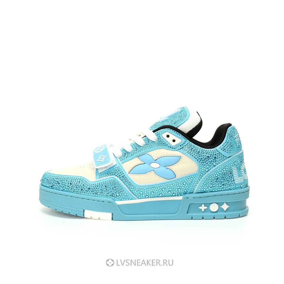 Louis Vuitton LV Trainers "Blue Cream Crystals" 1ACW3K-4 Sneakers