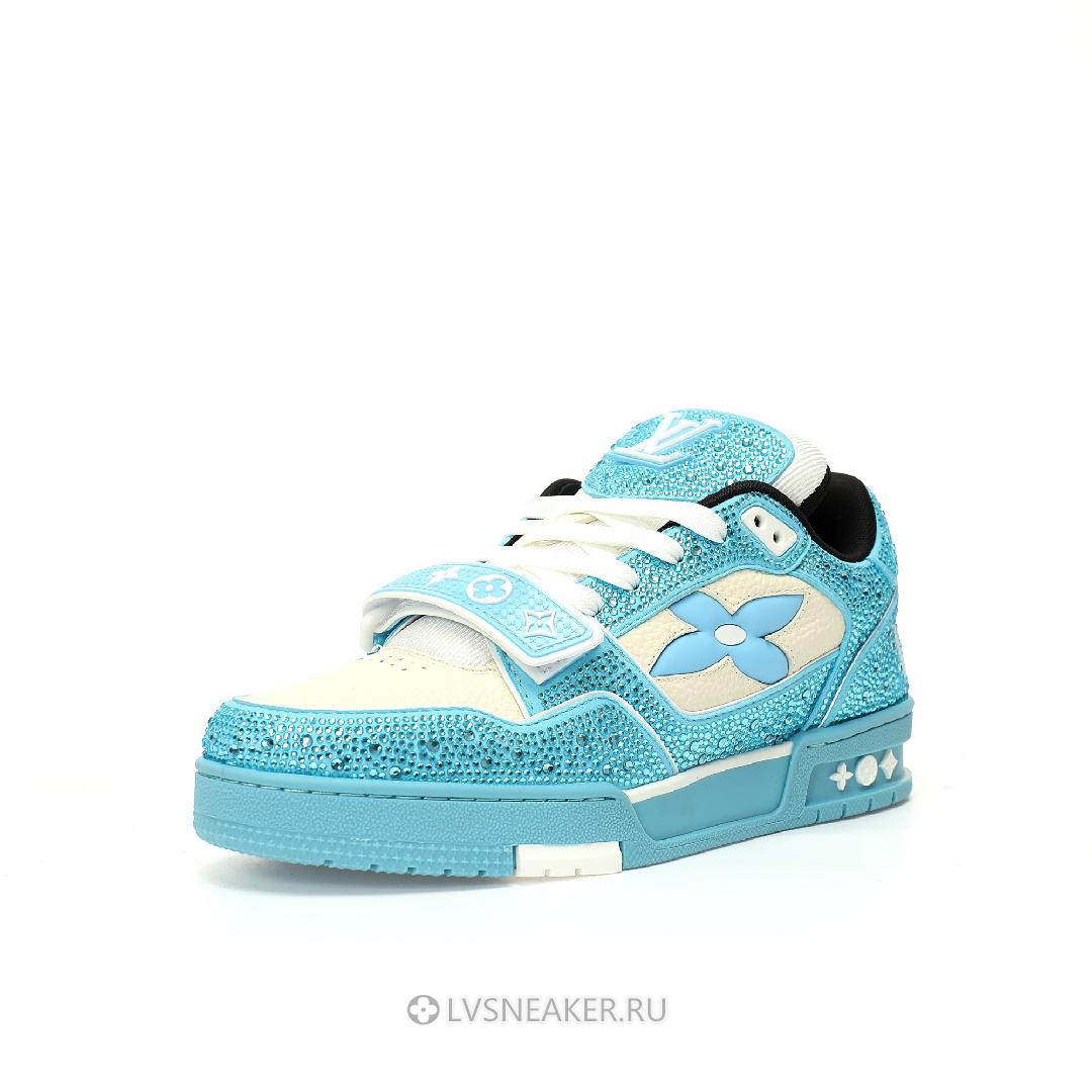 Louis Vuitton LV Trainers "Blue Cream Crystals" 1ACW3K-4 Sneakers