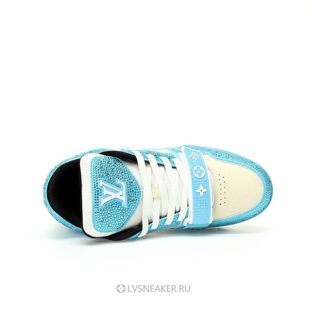 Louis Vuitton LV Trainers "Blue Cream Crystals" 1ACW3K-4 Sneakers