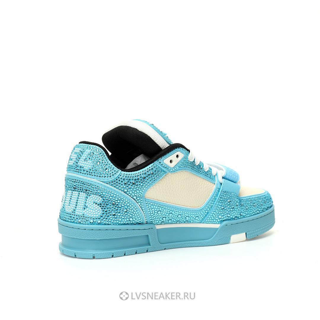 Louis Vuitton LV Trainers "Blue Cream Crystals" 1ACW3K-4 Sneakers