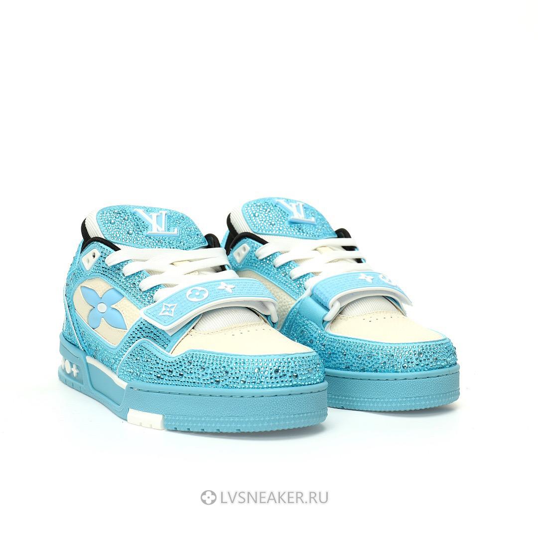 Louis Vuitton LV Trainers "Blue Cream Crystals" 1ACW3K-4 Sneakers