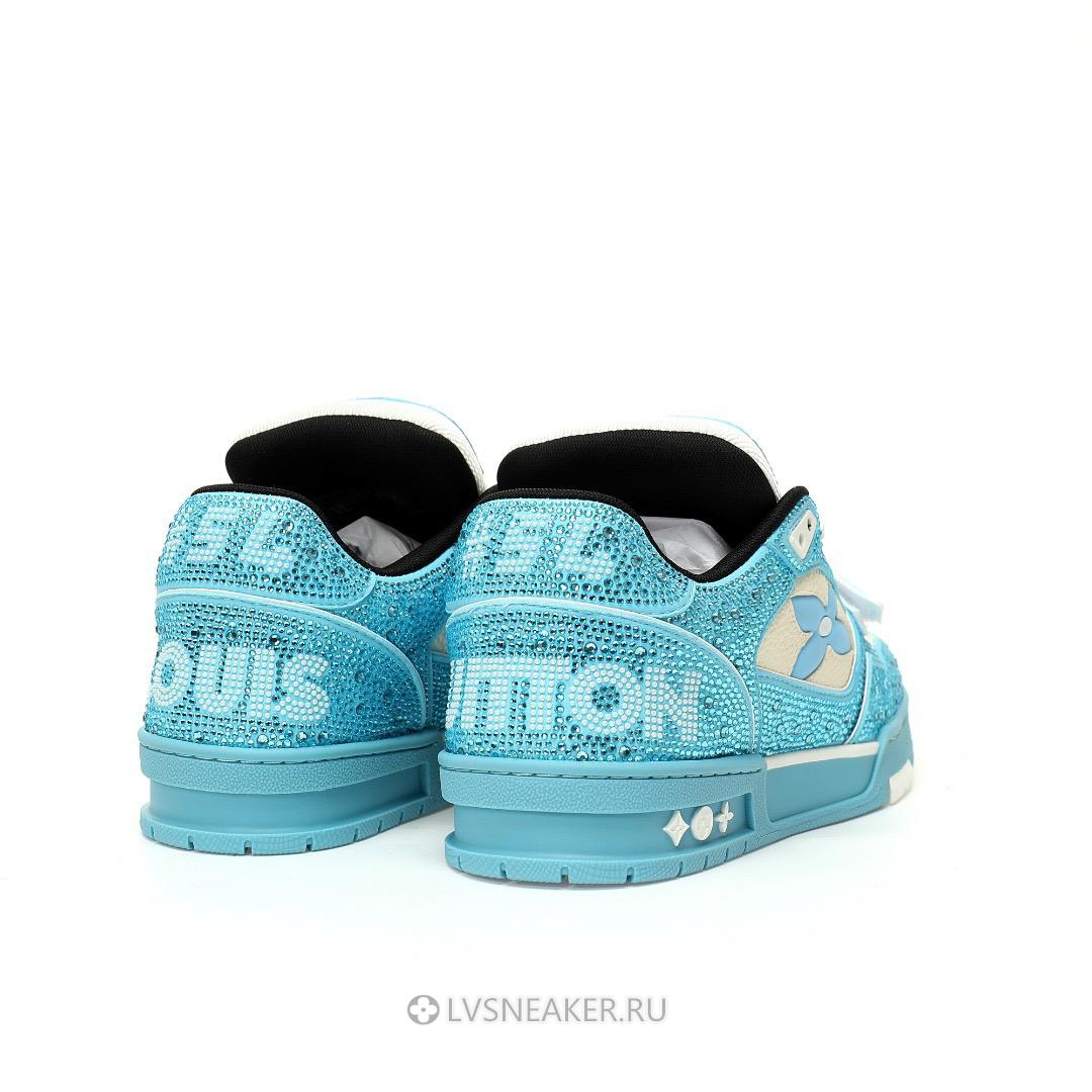 Louis Vuitton LV Trainers "Blue Cream Crystals" 1ACW3K-4 Sneakers