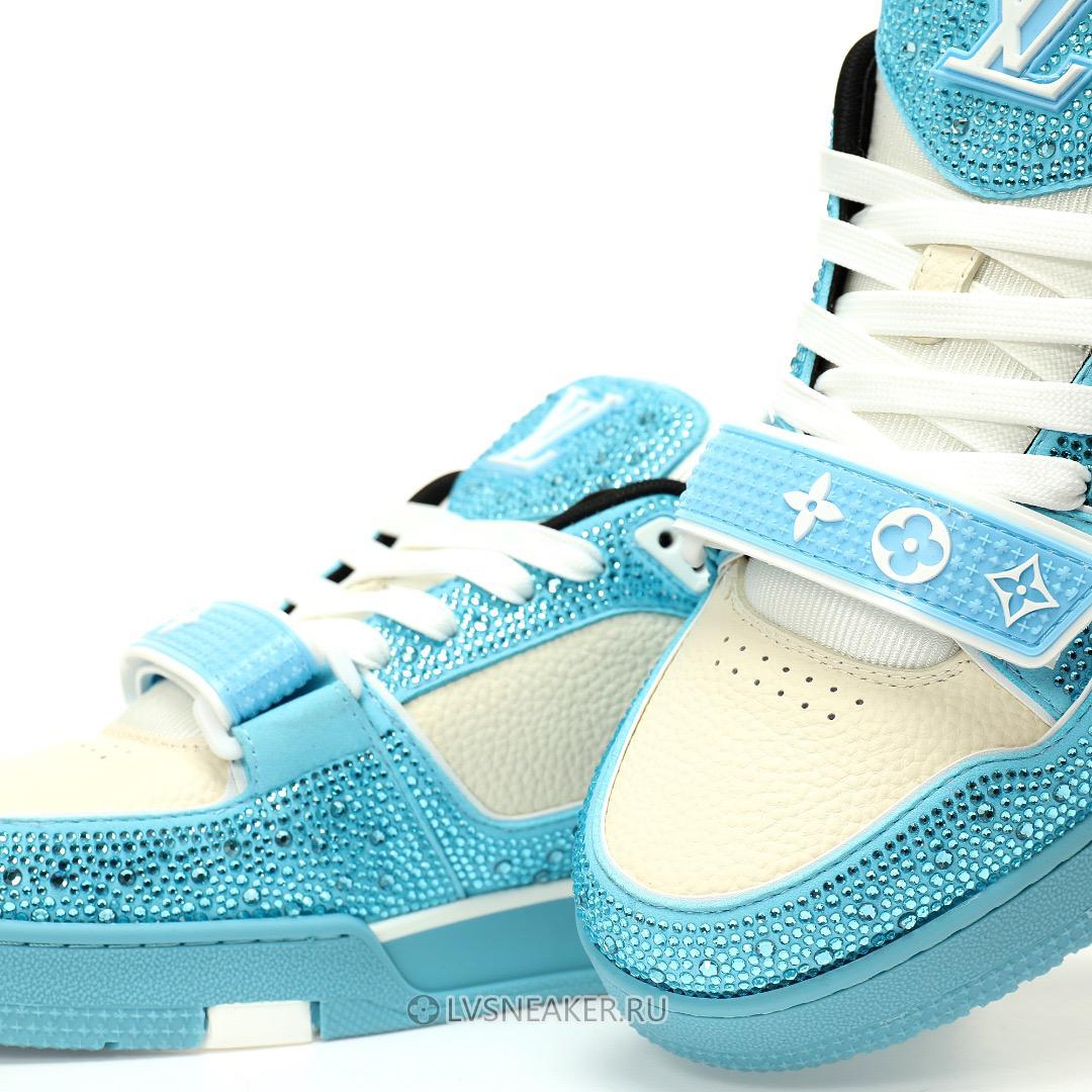 Louis Vuitton LV Trainers "Blue Cream Crystals" 1ACW3K-4 Sneakers