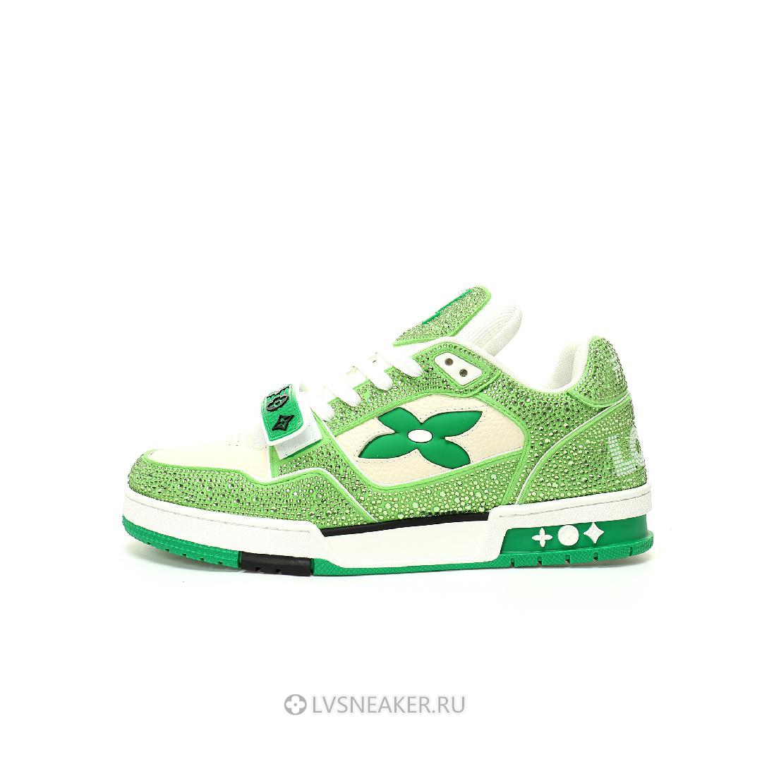 Louis Vuitton LV Trainers "Green Cream Crystals" 1ACW3K-5 Sneakers