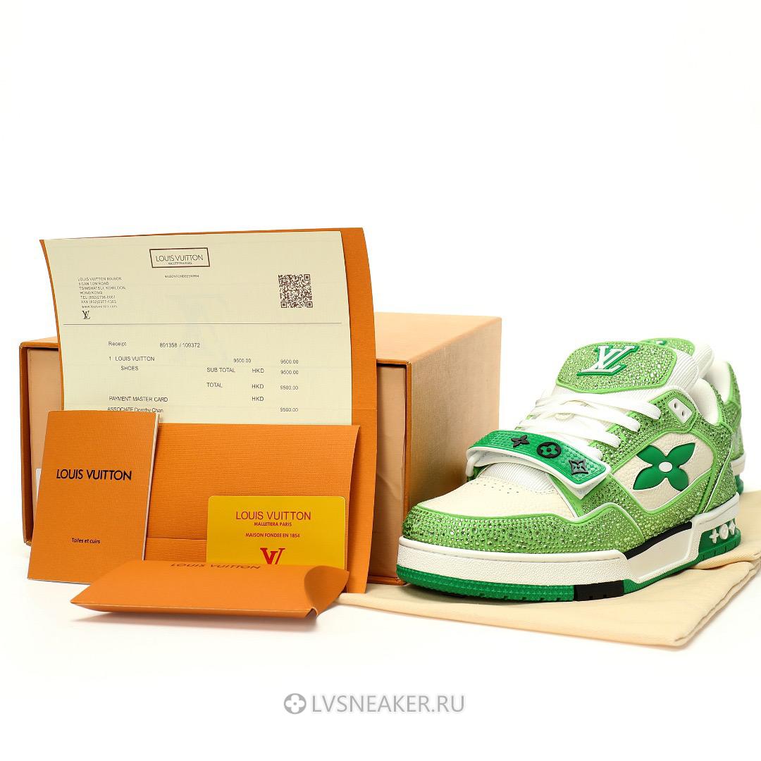 Louis Vuitton LV Trainers "Green Cream Crystals" 1ACW3K-5 Sneakers