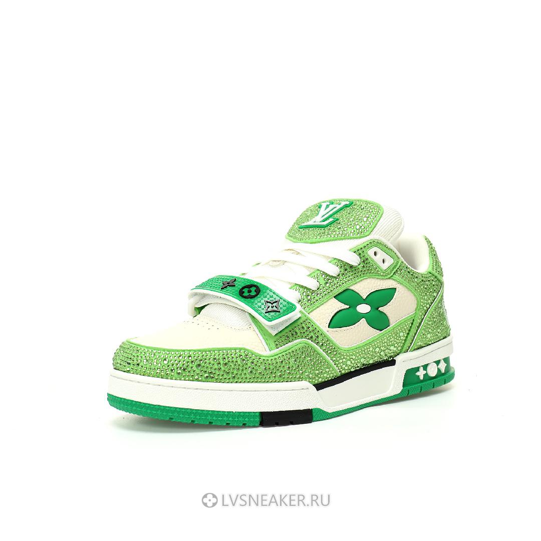 Louis Vuitton LV Trainers "Green Cream Crystals" 1ACW3K-5 Sneakers