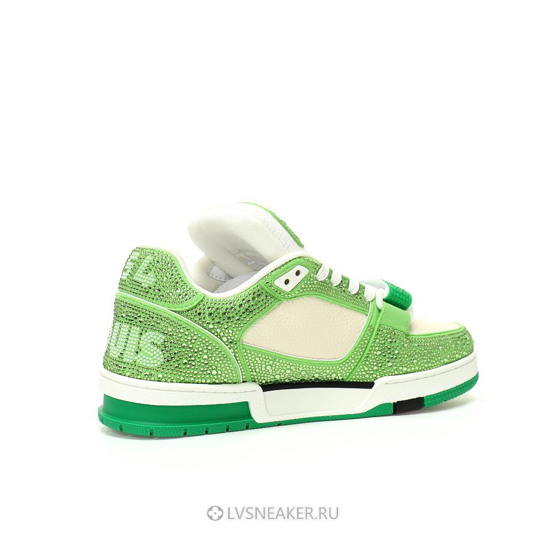 Louis Vuitton LV Trainers "Green Cream Crystals" 1ACW3K-5 Sneakers