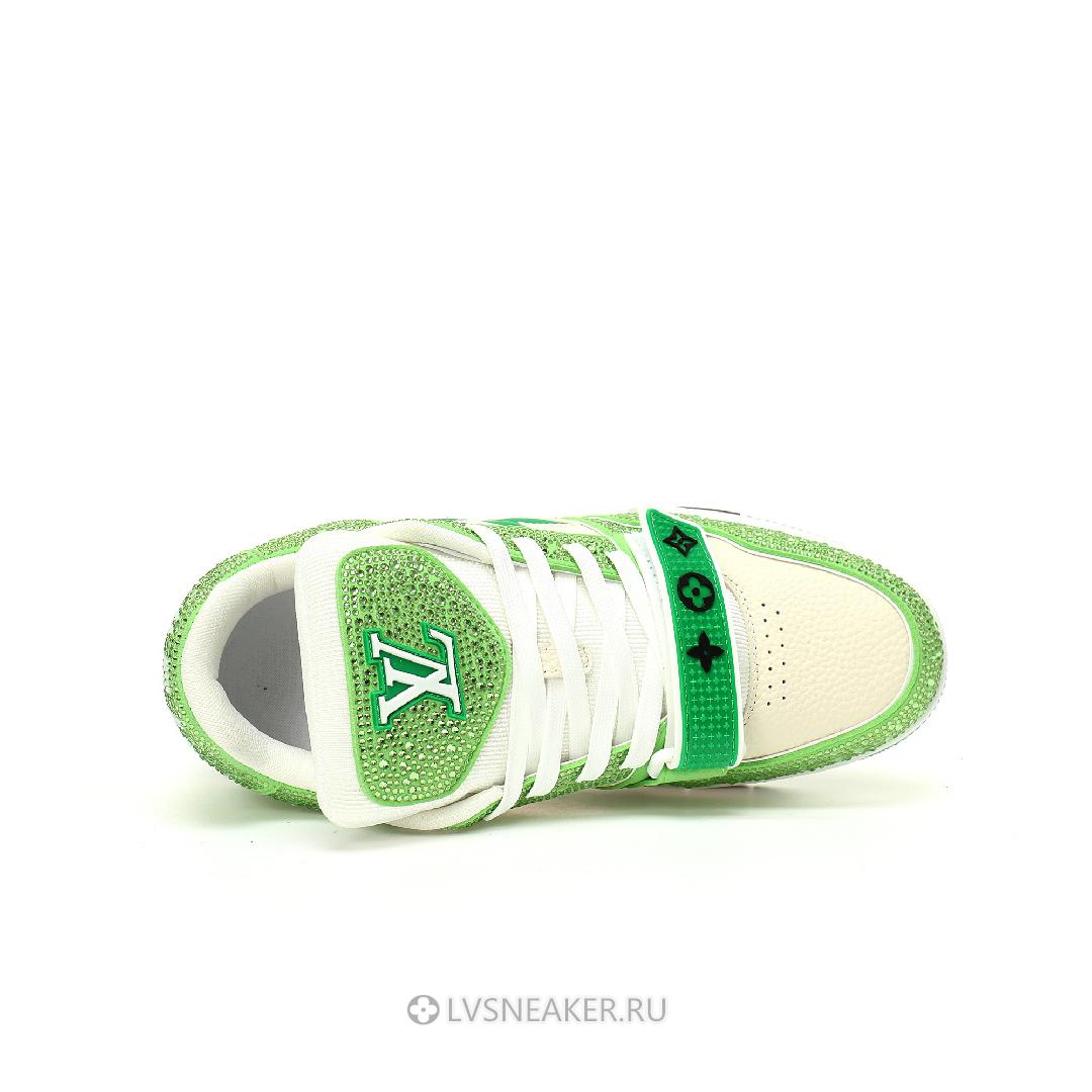 Louis Vuitton LV Trainers "Green Cream Crystals" 1ACW3K-5 Sneakers