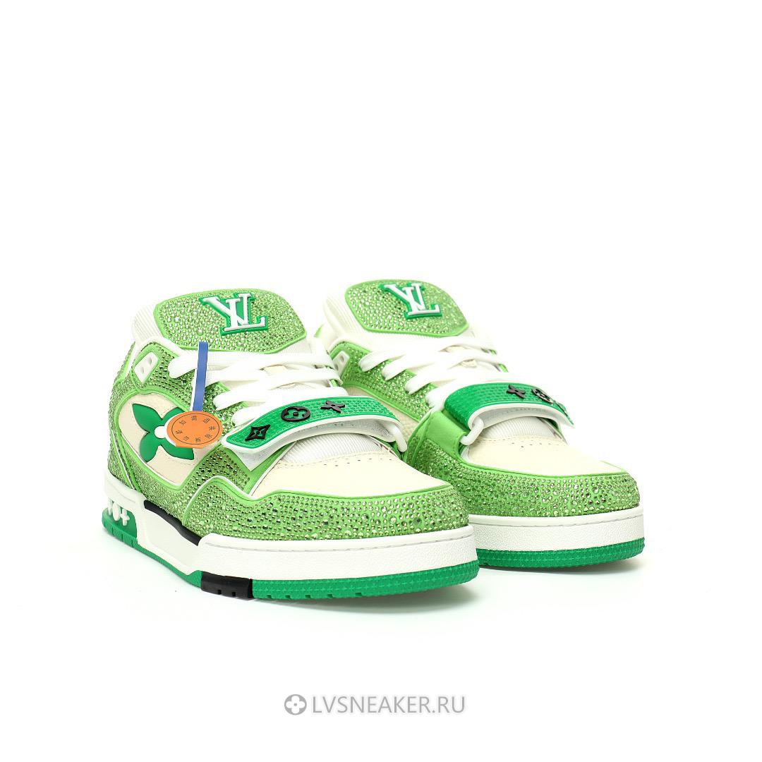 Louis Vuitton LV Trainers "Green Cream Crystals" 1ACW3K-5 Sneakers