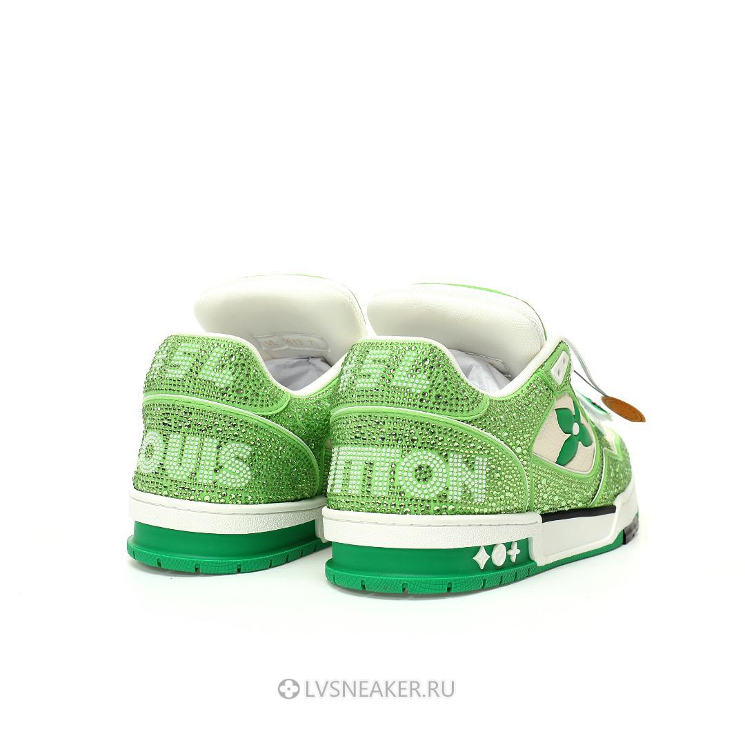 Louis Vuitton LV Trainers "Green Cream Crystals" 1ACW3K-5 Sneakers