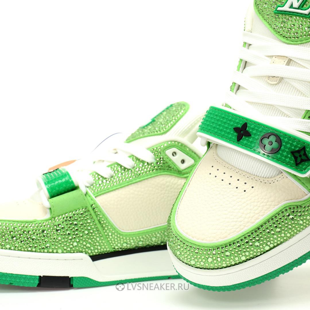 Louis Vuitton LV Trainers "Green Cream Crystals" 1ACW3K-5 Sneakers