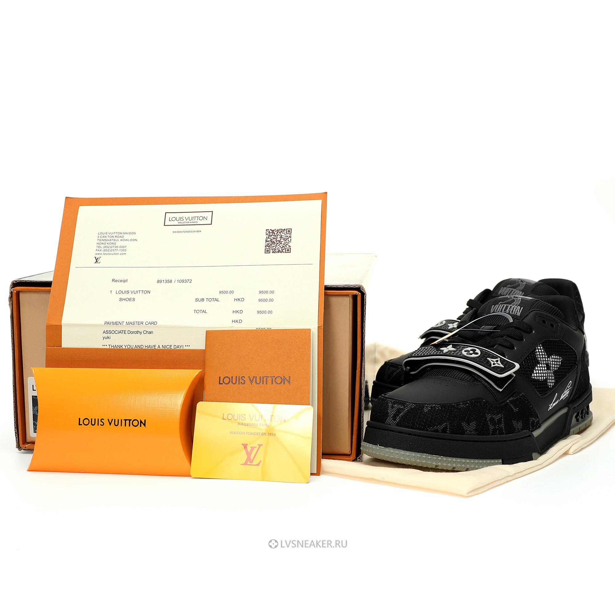 Louis Vuitton LV Trainers "Black White Grey Denim Monogram" 1AC4ZB-4 Sneakers