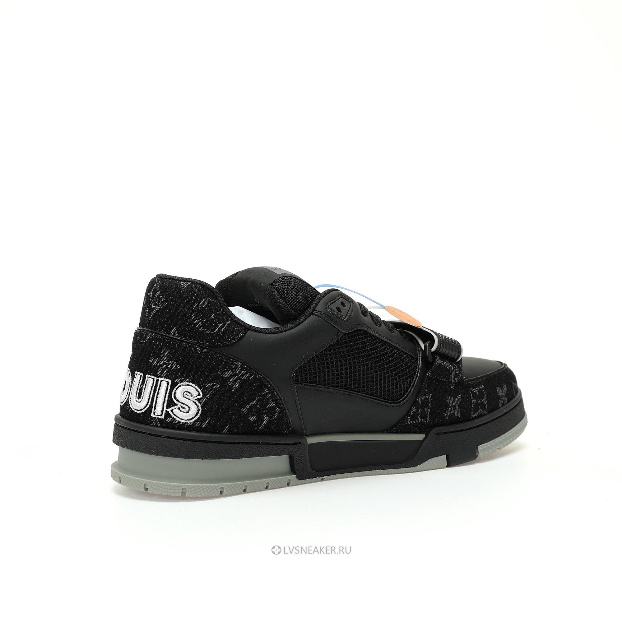 Louis Vuitton LV Trainers "Black White Grey Denim Monogram" 1AC4ZB-4 Sneakers