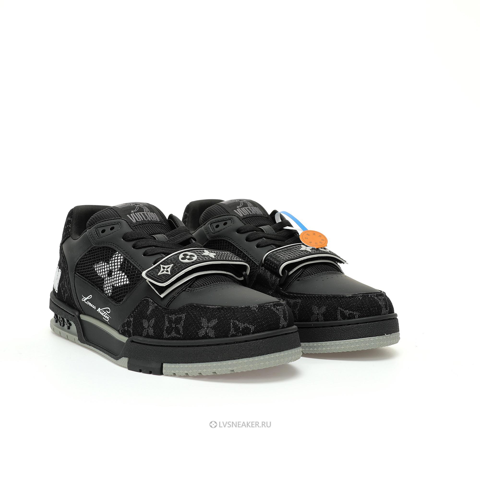 Louis Vuitton LV Trainers "Black White Grey Denim Monogram" 1AC4ZB-4 Sneakers