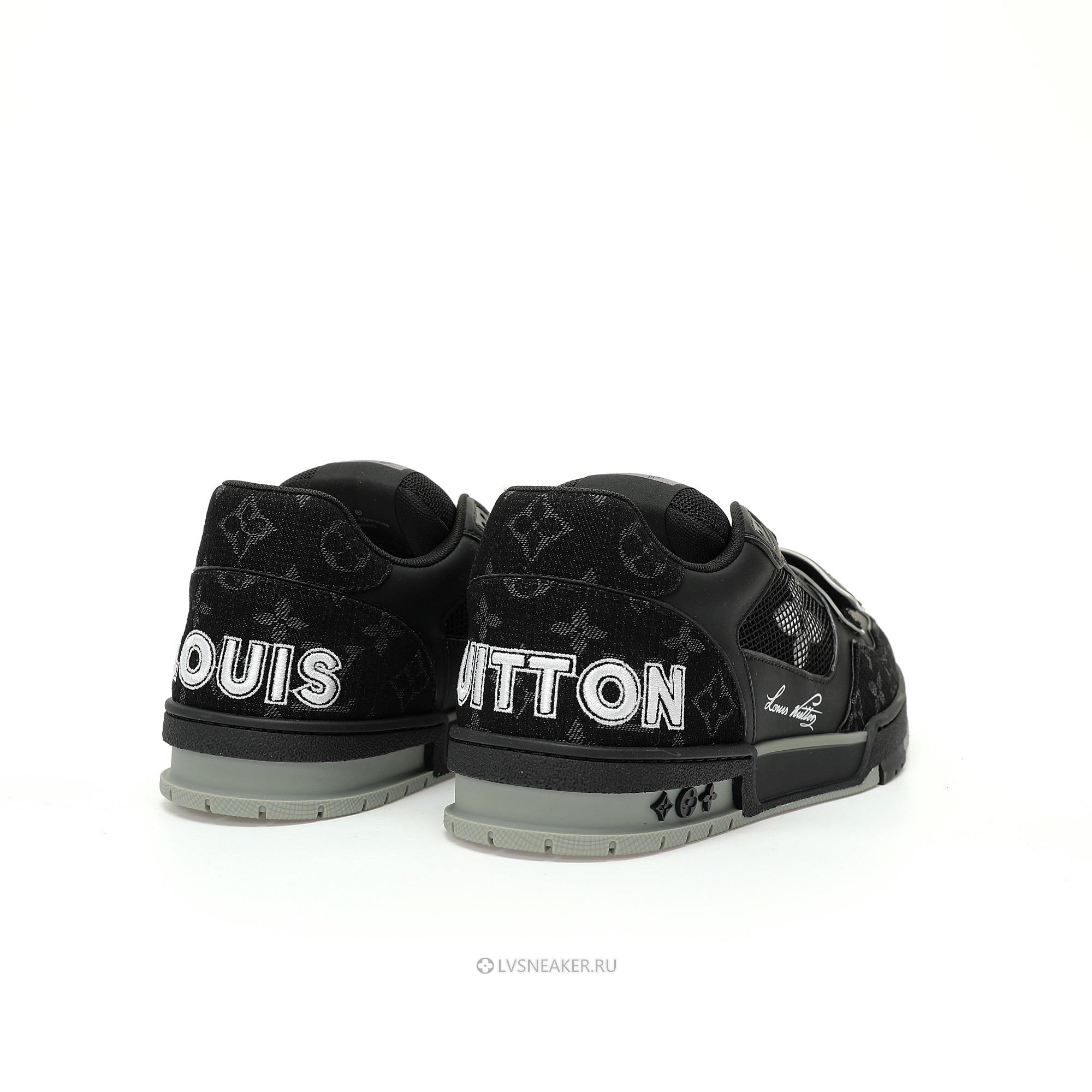 Louis Vuitton LV Trainers "Black White Grey Denim Monogram" 1AC4ZB-4 Sneakers