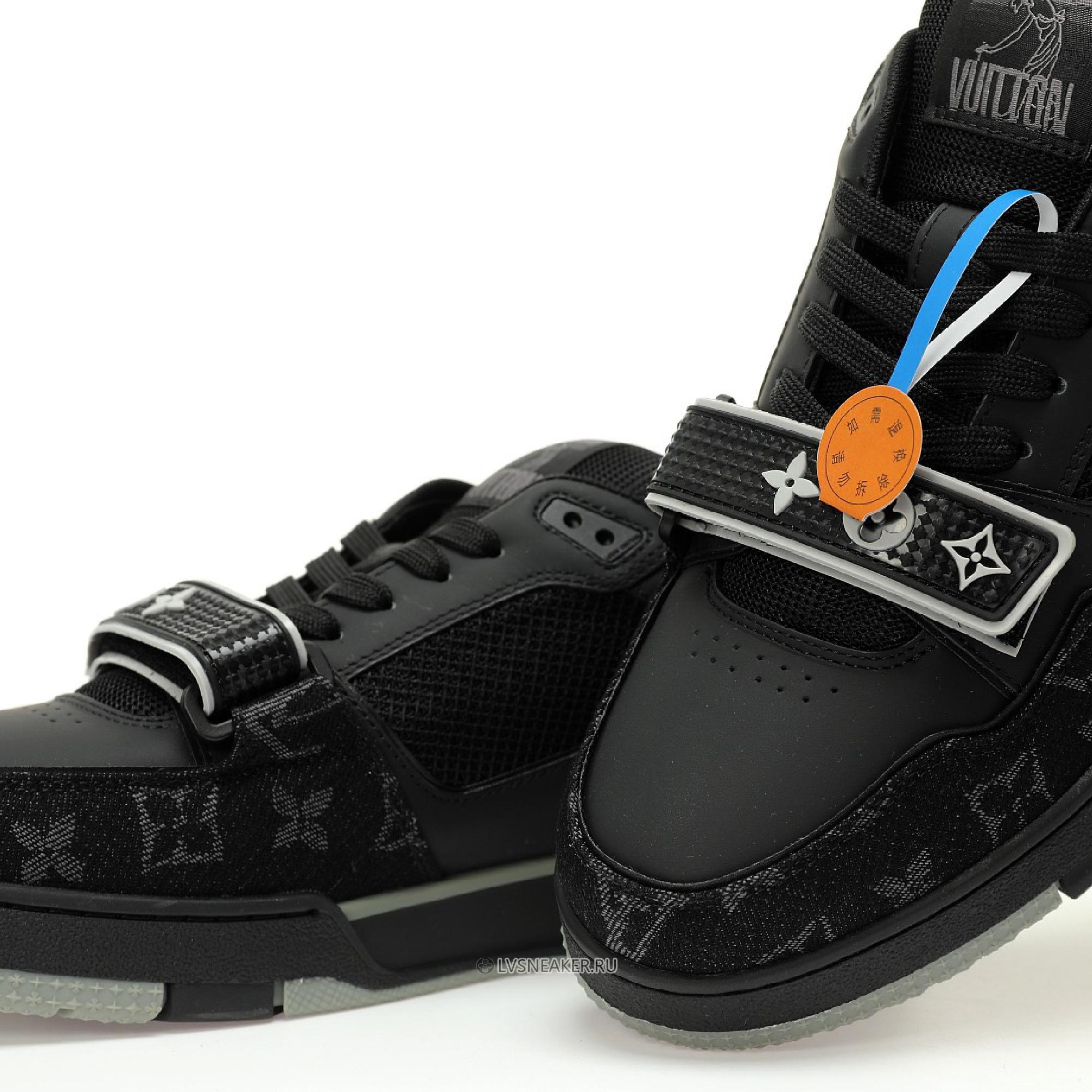 Louis Vuitton LV Trainers "Black White Grey Denim Monogram" 1AC4ZB-4 Sneakers