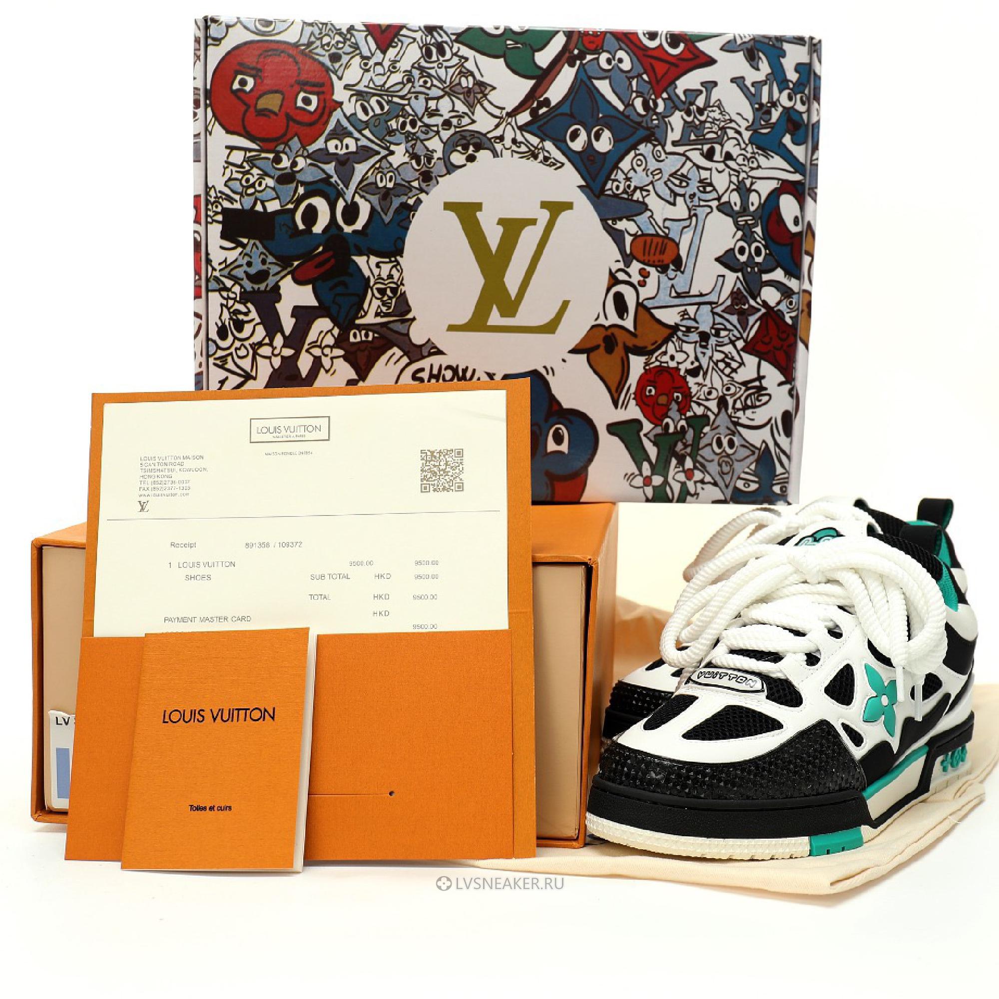 Louis Vuitton LV Skate "Black White Green" 1ADE12 Sneakers