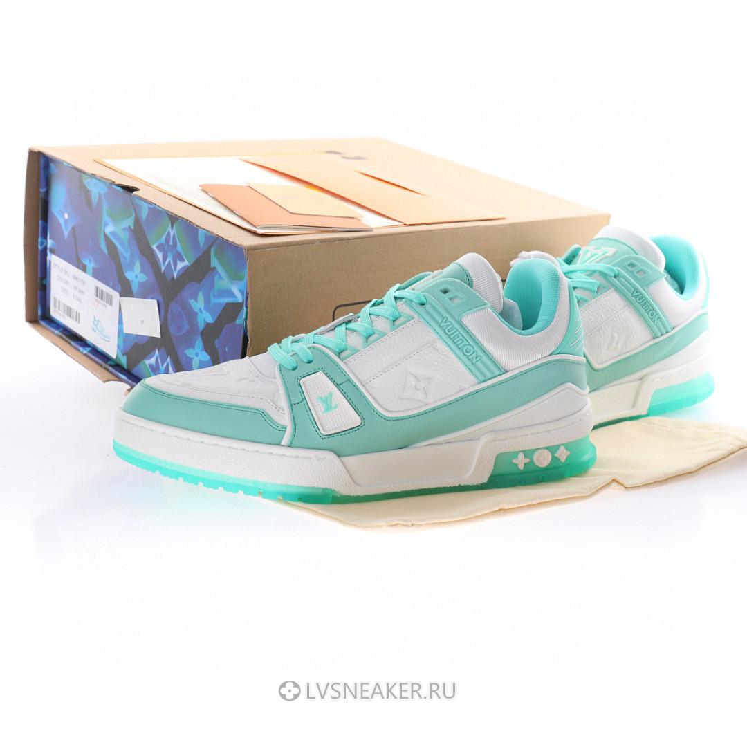 Louis Vuitton LV Trainer "Teal White" 1A8KBS-2 Sneakers