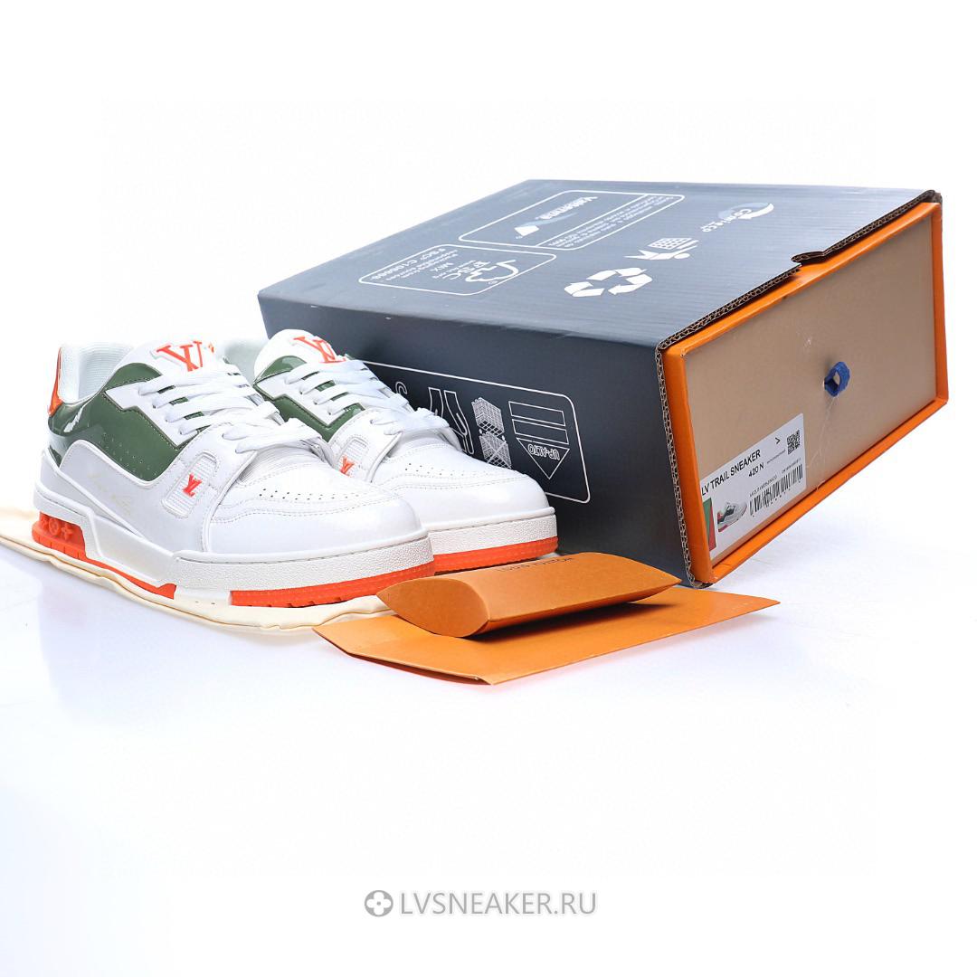 Louis Vuitton LV Trainer "White Green Orange" 1ABFAU-2 Sneakers