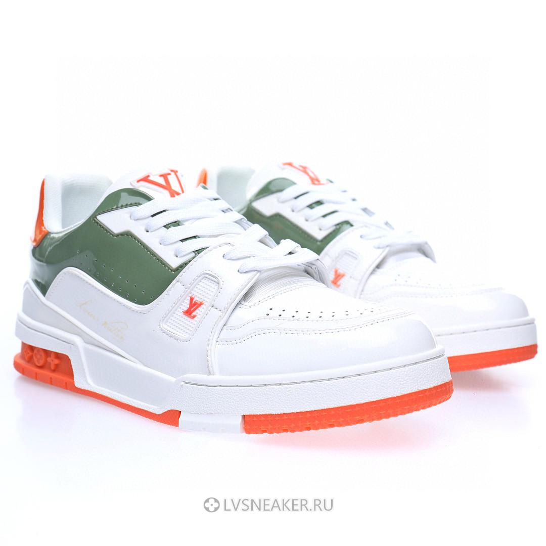 Louis Vuitton LV Trainer "White Green Orange" 1ABFAU-2 Sneakers
