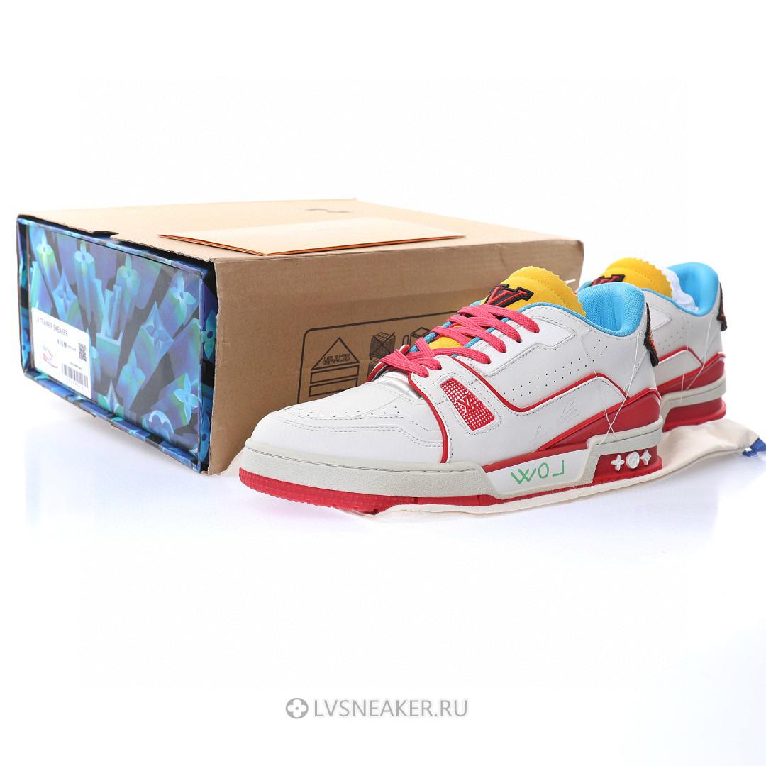 Louis Vuitton LV Trainer "Upcycled White Blue Yellow for Japan" 1A9DAQ-2 Sneakers