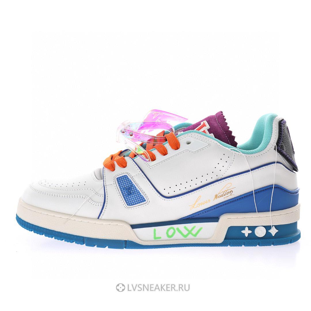 Louis Vuitton LV Trainer "Upcycled White Green Purple for Japan" 1A9D75-2 Sneakers