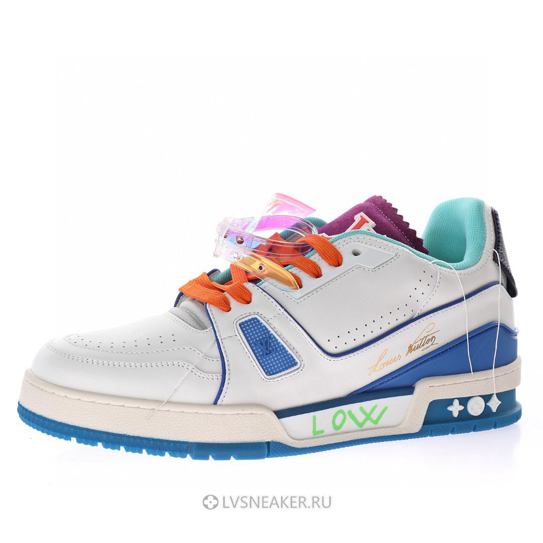 Louis Vuitton LV Trainer "Upcycled White Green Purple for Japan" 1A9D75-2 Sneakers