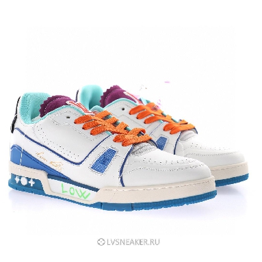 Louis Vuitton LV Trainer "Upcycled White Green Purple for Japan" 1A9D75-2 Sneakers