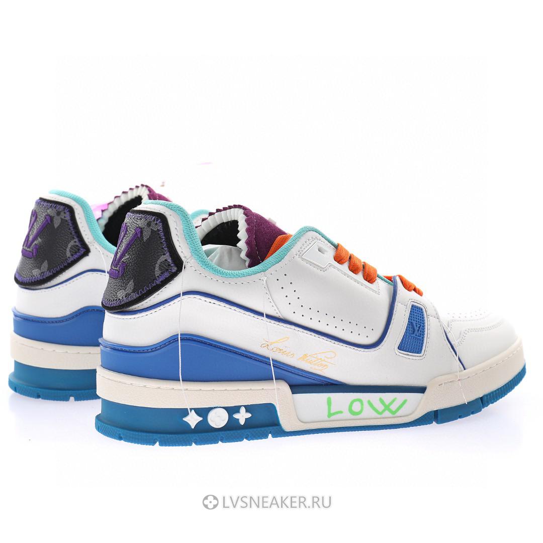 Louis Vuitton LV Trainer "Upcycled White Green Purple for Japan" 1A9D75-2 Sneakers
