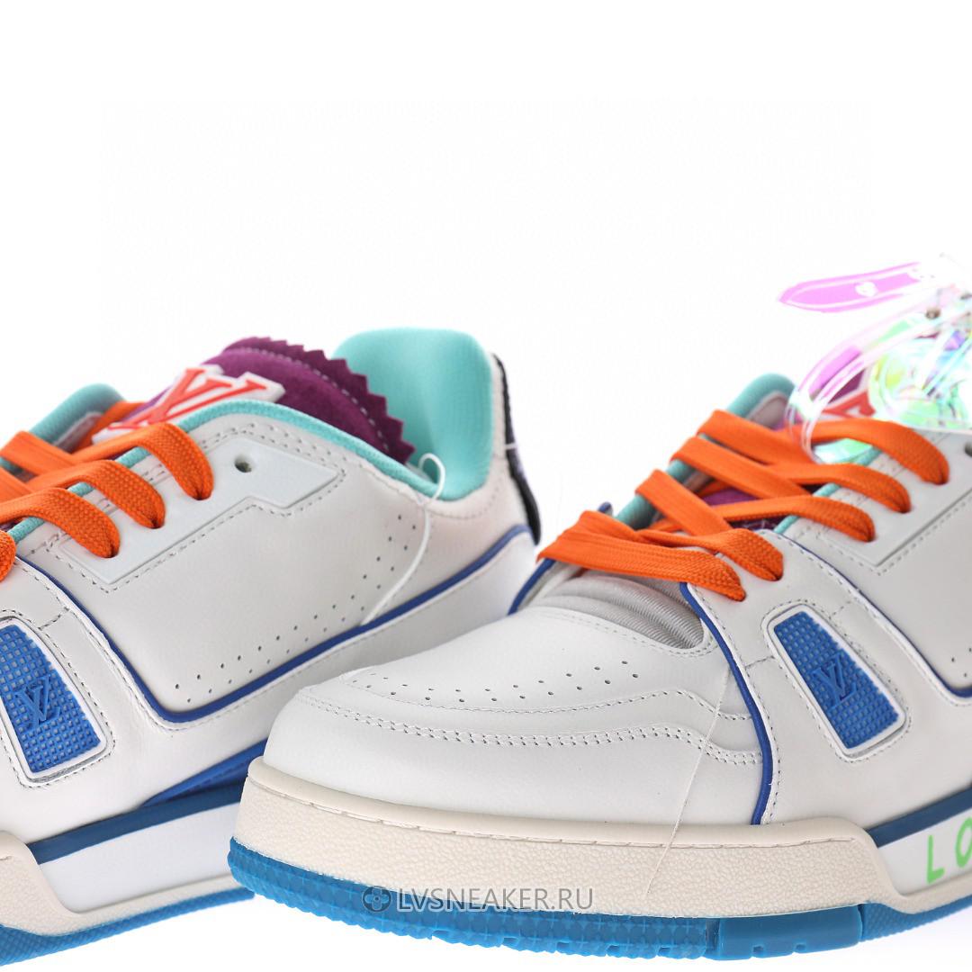 Louis Vuitton LV Trainer "Upcycled White Green Purple for Japan" 1A9D75-2 Sneakers
