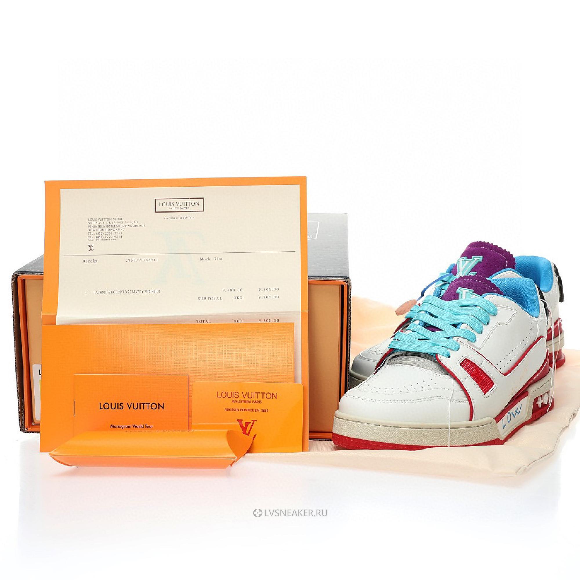 Louis Vuitton LV Trainer "Upcycled White Blue Purple for China" 1A9DAQ Sneakers