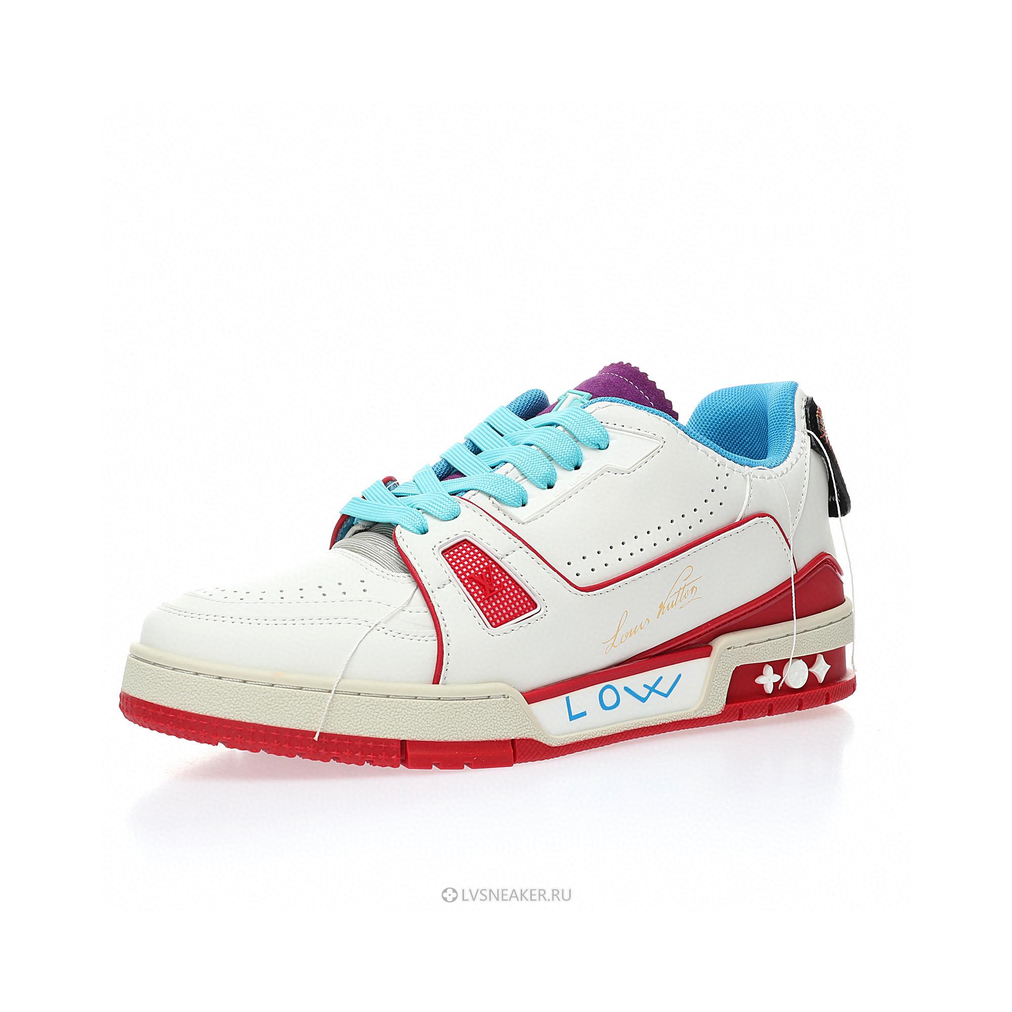 Louis Vuitton LV Trainer "Upcycled White Blue Purple for China" 1A9DAQ Sneakers