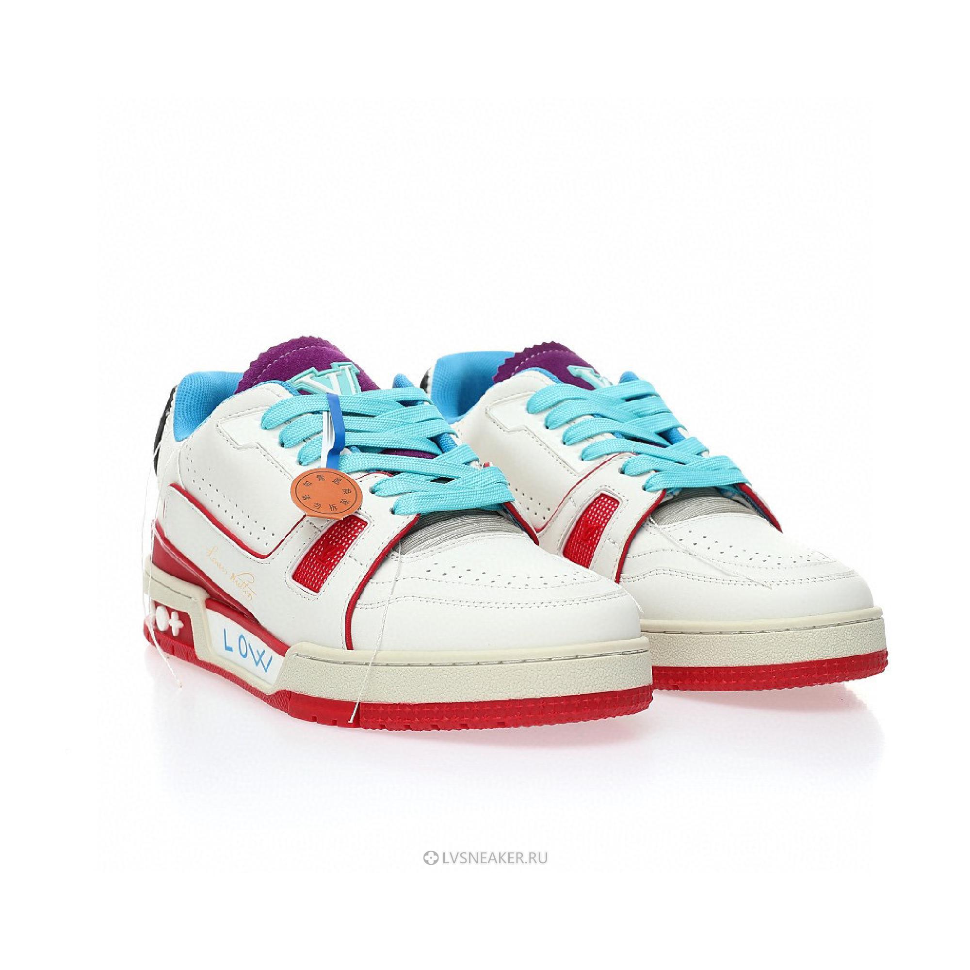 Louis Vuitton LV Trainer "Upcycled White Blue Purple for China" 1A9DAQ Sneakers