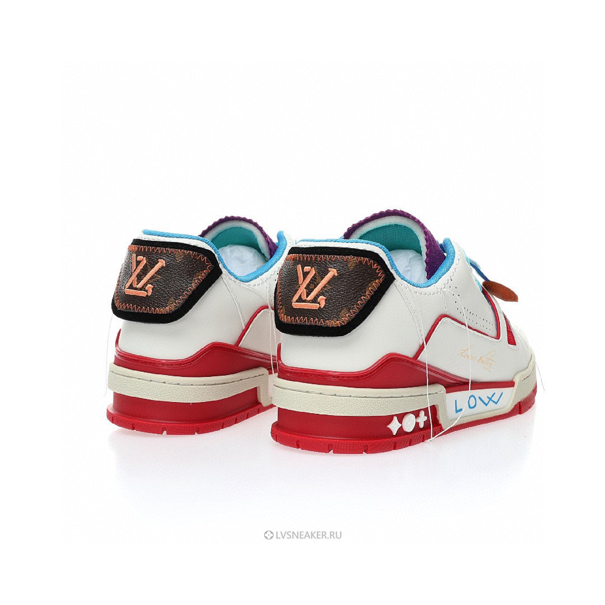 Louis Vuitton LV Trainer "Upcycled White Blue Purple for China" 1A9DAQ Sneakers