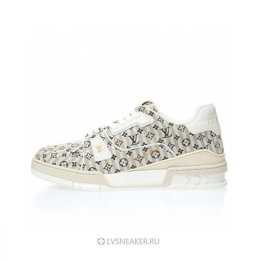 Louis Vuitton LV Trainer "Striped Mini Monogram - Beige" 1ABG0O Sneakers