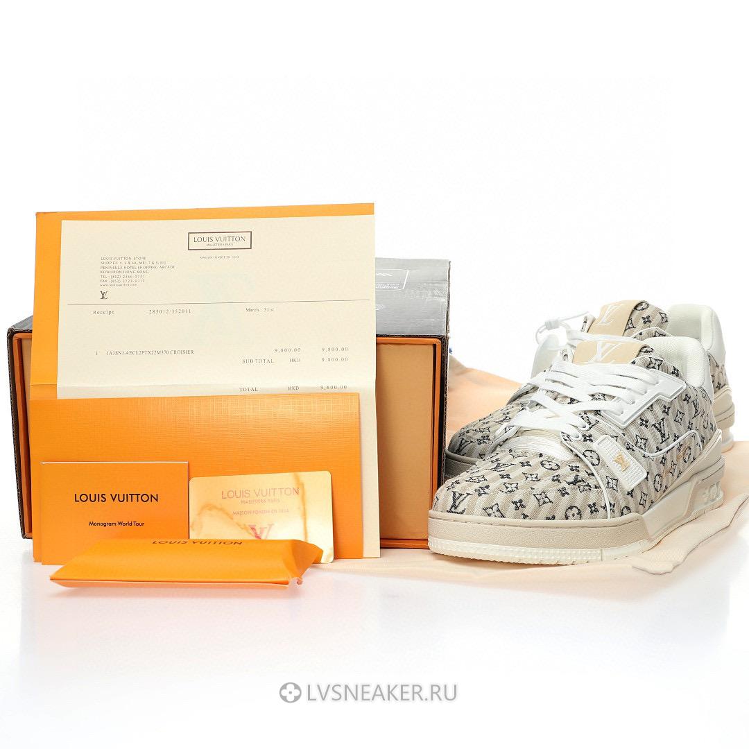 Louis Vuitton LV Trainer "Striped Mini Monogram - Beige" 1ABG0O Sneakers