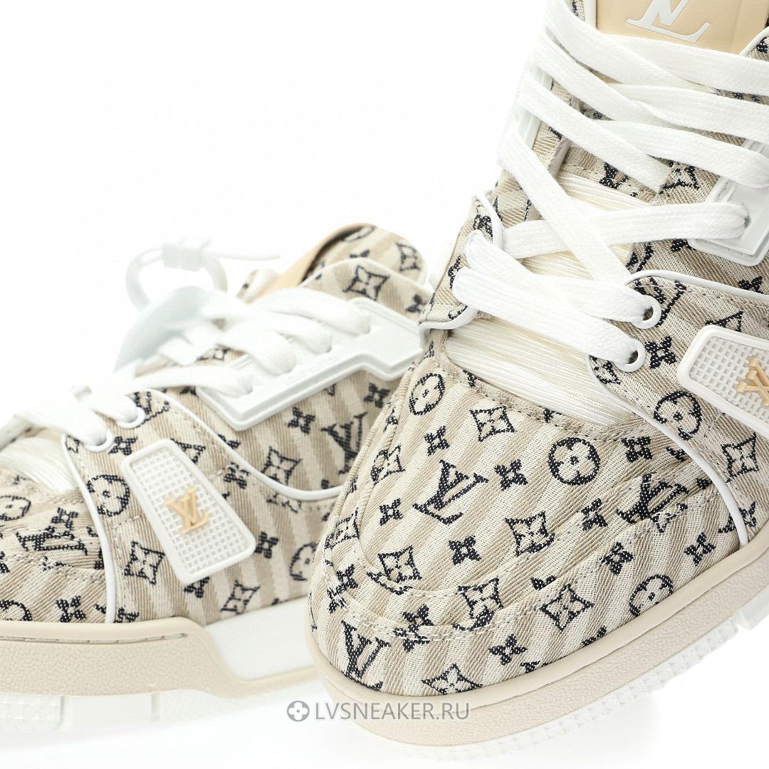 Louis Vuitton LV Trainer "Striped Mini Monogram - Beige" 1ABG0O Sneakers