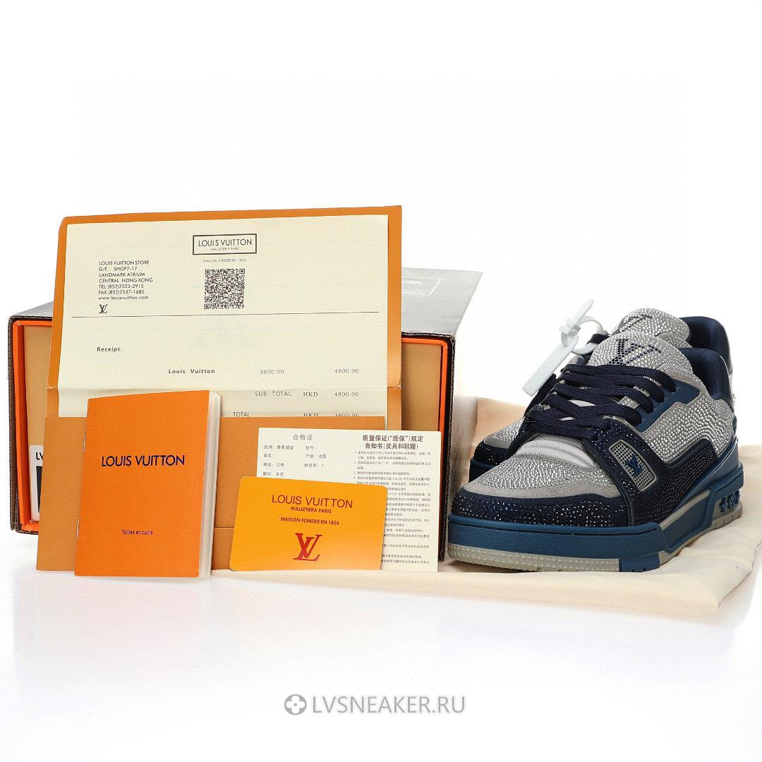 Louis Vuitton LV Trainer "Marine Grey Crystal" 1AA6RB Sneakers