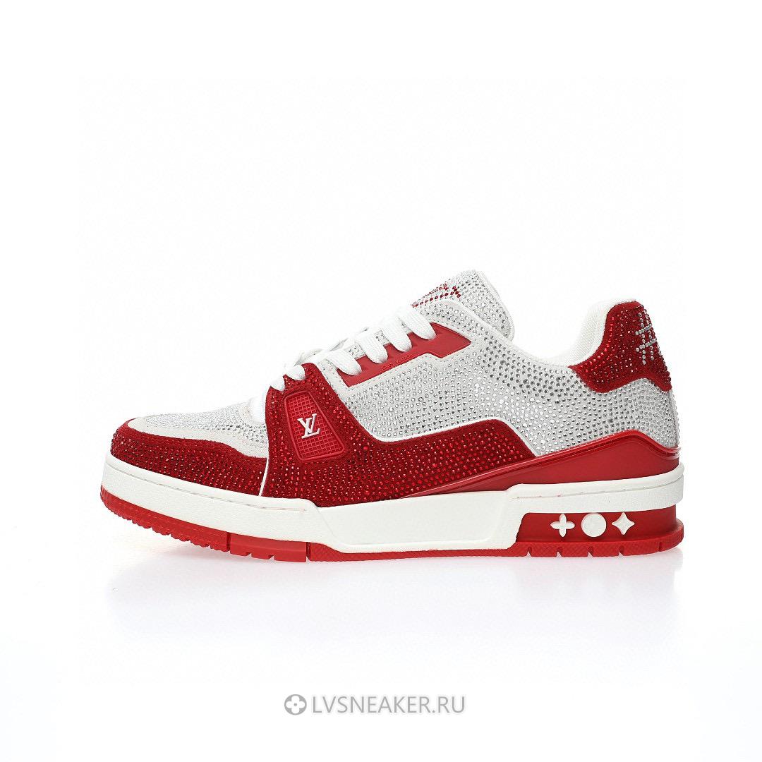 Louis Vuitton LV Trainer "Red Grey Crystal" 1AD5NS-2 Sneakers