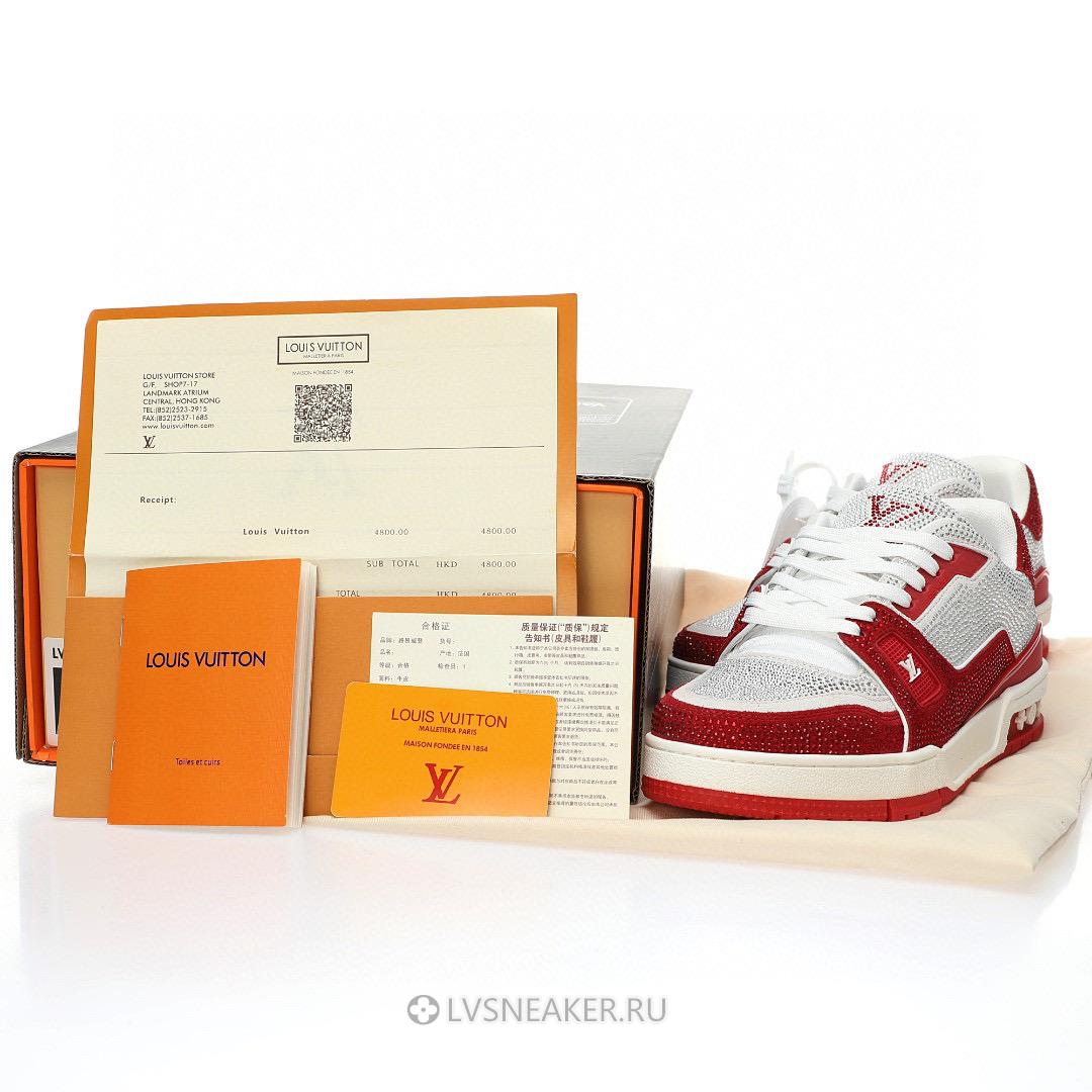 Louis Vuitton LV Trainer "Red Grey Crystal" 1AD5NS-2 Sneakers