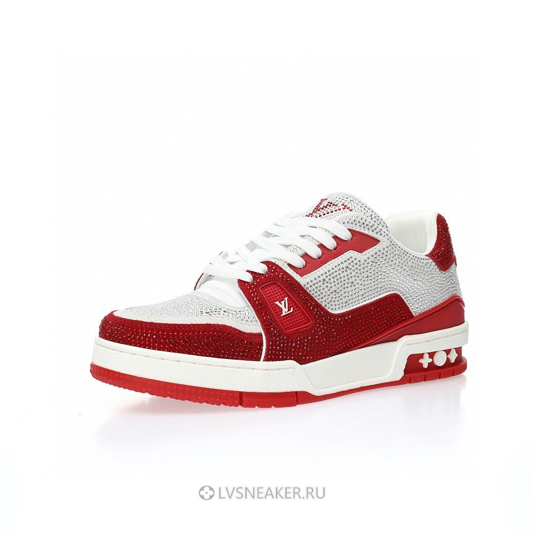 Louis Vuitton LV Trainer "Red Grey Crystal" 1AD5NS-2 Sneakers