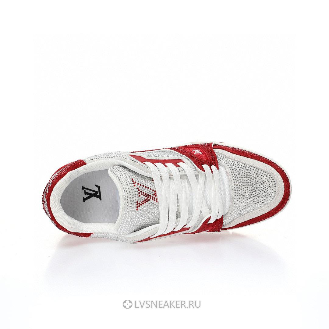 Louis Vuitton LV Trainer "Red Grey Crystal" 1AD5NS-2 Sneakers